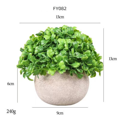 Artificial Plastic Mini Plants in Gray Pot